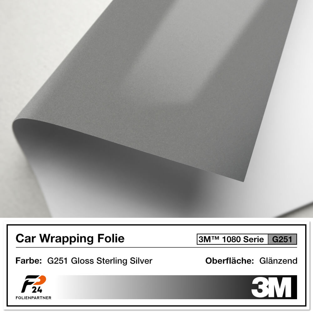 3M 1080 G251 Gloss Sterling Silver Car Wrap Autofolie 