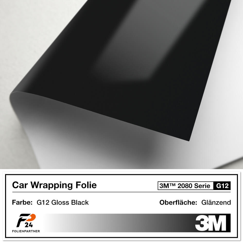 3M 2080 G12 Gloss Black Car Wrap Autofolie 