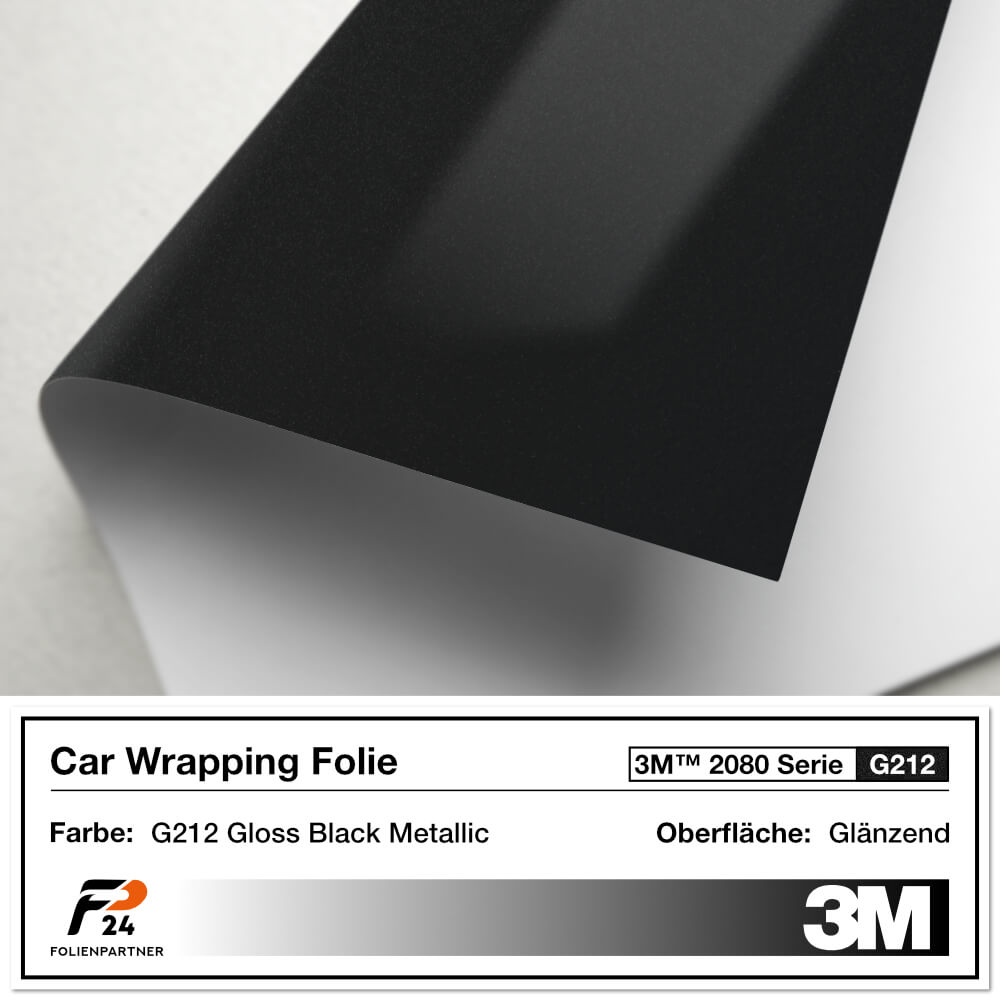 3M 2080 G212 Gloss Black Metallic Car Wrap Autofolie 