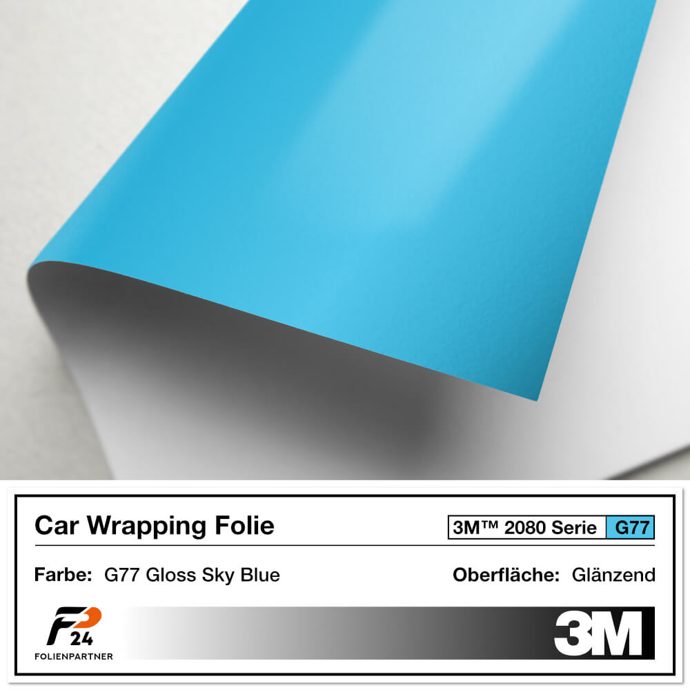 3M 2080 G77 Gloss Sky Blue Car Wrap Autofolie 
